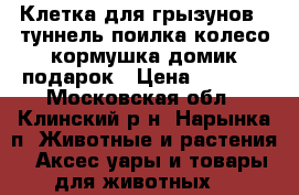 Клетка для грызунов   туннель поилка колесо кормушка домик подарок › Цена ­ 2 500 - Московская обл., Клинский р-н, Нарынка п. Животные и растения » Аксесcуары и товары для животных   